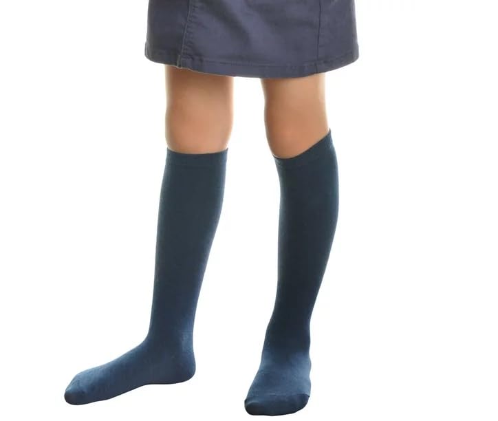 Image of WKLOUYHE Unisex Kid's School Uniform Cotton Knee High Socks Pack Of 06