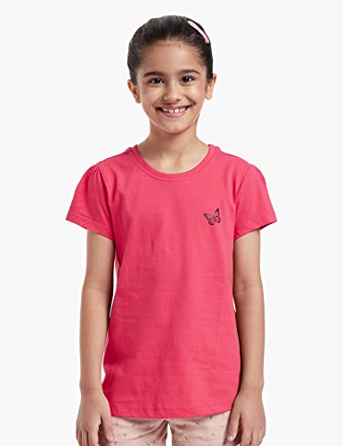 Image of Amazon Brand - Symbol Regular Fit Girls 100% Cotton Solid Print Half Sleeves T-Shirt | Age 2-12 Years