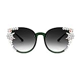 FEISEDY Women Diamond Sunglasses Cat Eye Oversized Gradient Lens Sparkling Vintage Sunglasses B2964