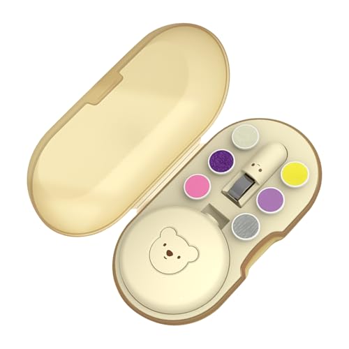 ベビー用 電動式 ネイルファイル,ベビー用電動ネイルトリマーマシン - 6個交換用ヘッド&収納ケース付き 大人子供自宅用優しいケア爪やすり