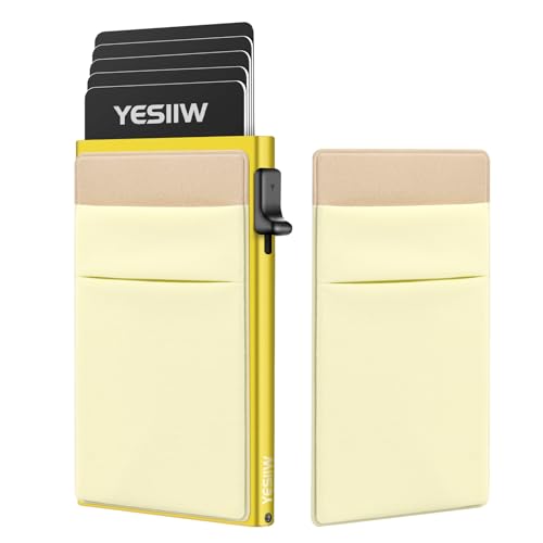 Image of YESIIW Credit Card Holder Wallet for Men RFID Blocking Slim Minimalist Metal Wallet with Money Pocket Contactless Card Protector