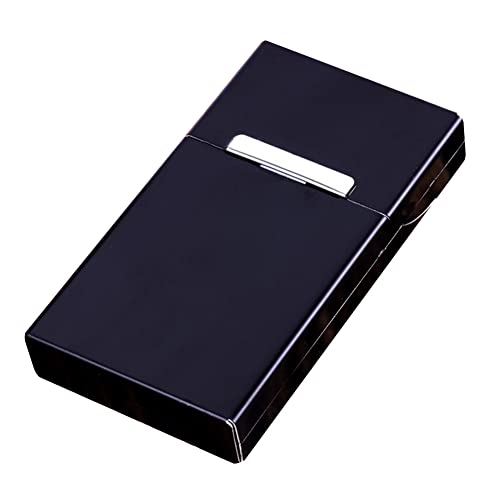 Tragbares Zigarettenetui für Mann Frau,Asudaro Zigarettenbox aus Aluminium,ultradünn Wasserdichte Zigarettenschachtel Zigarettenhülle Zigaretten Taschen Box für 20 Zigaretten Aufbewahrungsbox,Schwarz Cover