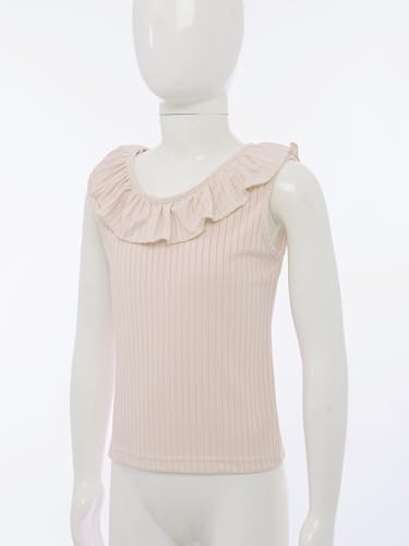 TiaoBug Kids Girls Fashion Cross Back Vest Sleeveless Ruffle Ribbed Tank Top for Vacation Beach Picnic Weekend4