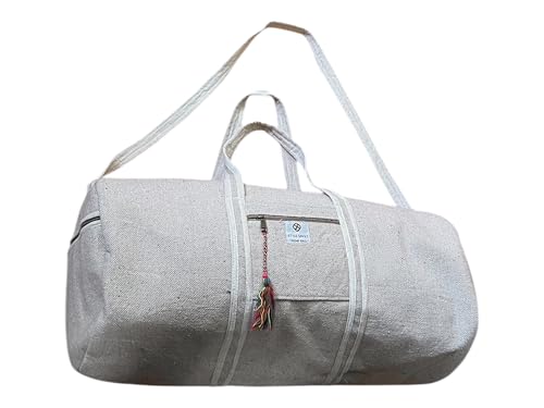 Style Savvy Hemp Gym bag/Travel Duffle Bag adjustable Shoulder Strap Gym, Swimming, Yoga, Sports, weekender bag 25x 11 x11.5Inches, 65 LitersHemp Gym Bag adjustable strap,pockets with zipper