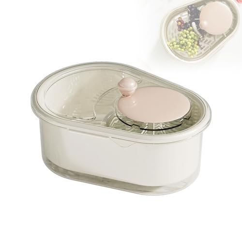 Fruit Cleaner Spinner, 2025 Portable Fruit Cleaner Bowl, Efficient Rotary Fruit and Vegetable Wash with Brush, Manual Fruit Washer Spinner with Lid Compact, Easy-to-Use Kitchen Appliance (White)