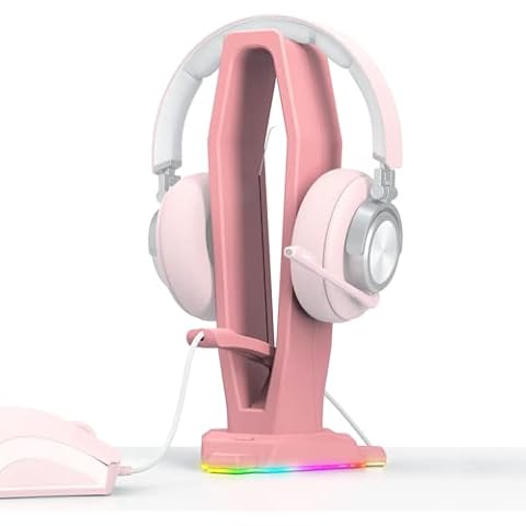Soporte 4 en 1 para auriculares de escritorio con elástico para mouse, luz RGB, 4 puertos USB, accesorios para juegos Cover