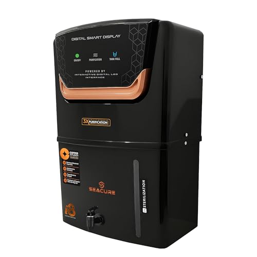 Image of SEACURE Aqua i8 RO Water Purifier | Digital Display | UV+UF+TDS+4X Zinc Booster | 12L Storage | ISI Certified