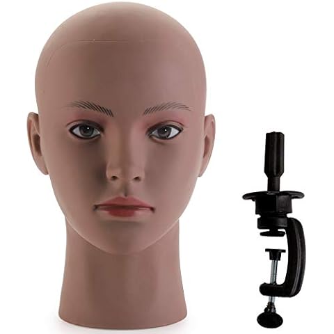 Hedume Afro American Mannequin Head with Clamp, Bald Manikin head, Black Styrofoam Mannequin Head for Wigs, Hat, Glasses Display, 21x11 Inch (Pack of 1) Cover