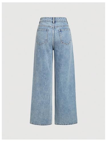 Verdusa Women's Glitter Rhinestone Baggy Jeans High Waisted Wide Leg Loose Denim Pants2