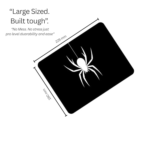 Image of Spider Design Mouse Pad, Black, Non-Slip Rubber Base, Smooth Surface, 190x229x3mm