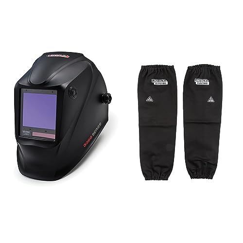 Lincoln Electric K3034-4 Viking 3350 Auto Darkening Welding Helmet with 4C Lens Technology, Matte Black, Extra Large & KH813 Black One Size Flame-Resistant Welding Sleeves