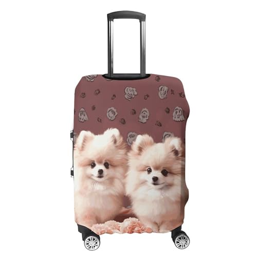 Pomeranians Puppies And Point Printed Luggage Cover Protector, Fits 18-32 Inch Luggage4