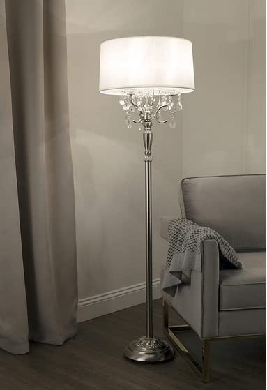 OK Lighting OK-5109F Crystal Silver Floor Lamp