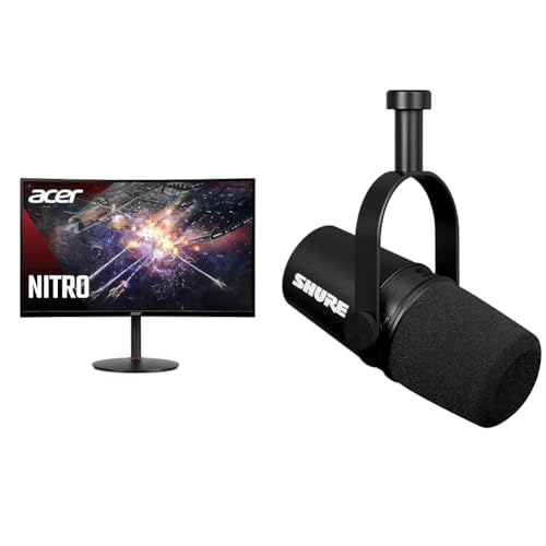 Image of Acer 27 inch 1500R Curved 240Hz 1ms Gaming Monitor and Shure MV7X XLR Podcast Microphone with Voice Isolation Technology