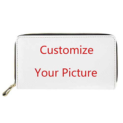 Customized Your Picture Long Slim Wallet Leather Clutch Bag Purse for Women Men