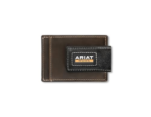 ARIAT Work Mens Money Clip Leather Patch Brown A3400302