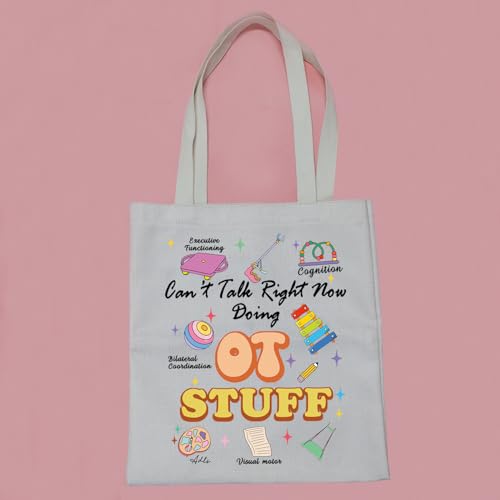 PWHAOO Funny Occupational Therapy Tote Bag Can’t Talk Right Now Doing OT Stuff Tote Bag OT Appreciation Gift4