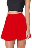 Característica: esta mini falda con una flauta suave, la cintura estirada, la moda y la femenina; Falda patinadora con una banda interna elástica, dobladillo inferior de doble piedra; Líneas lisas y diseño de color sólido, una falda simple pero clásica, combinada para cualquier tipo de tops, de moda y bonitas.