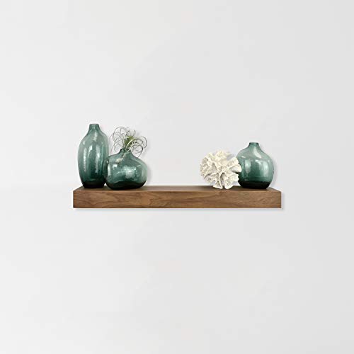 Image of MCS Floating Shelf, Room Decor Wooden Shelf, Walnut Woodgrain, 24 x 4 Inch