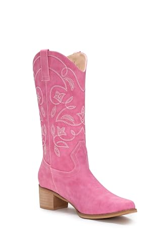 Image of IUV Cowboy Boots For Women Pointy Toe Women's Western Boots Cowgirl Boots Mid Calf Boots