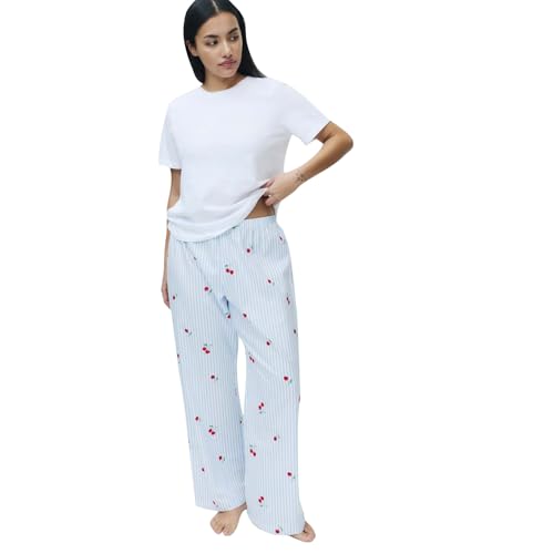 Image of Marks & Spencer Women's Pure Cotton Pyjama Set with Woven Bottoms