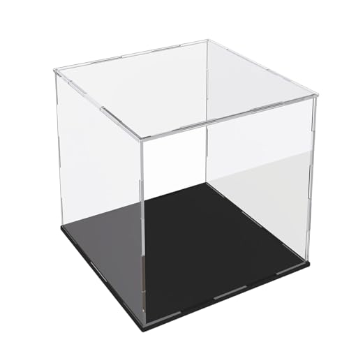 Image of Premium Acrylic Display Case for Collectibles, Action Figures & Toys | Transparent Dustproof Display Box with Black Base (9 inch L x 9 inch W x 9 inch H)