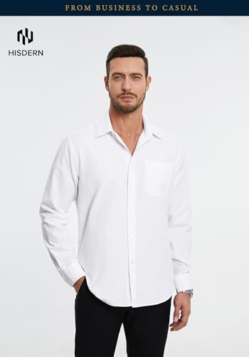 HISDERN Oxford 112 Men's Long Sleeve Oxford Dress Shirt Button Down Collar Breathable Business Casual for Work Formal Wear2
