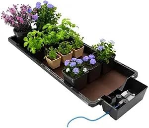 Happy Hydro Tray2Grow System - Standard Tray2Grow with 25 Gal FlexiTank - Self-Watering, Gravity-Fed Hydroponic Indoor System, Black