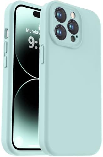 Vooii Compatible with iPhone 14 Pro Case, Liquid Silicone Upgrade [Camera Protection] [Soft Anti-Scratch Microfiber Lining] Shockproof Phone Case for iPhone 14 Pro 6.1 inch - Mint