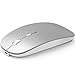 Produktbild Misilmp Wireless Bluetooth Maus, Mini Mouse mit Zwei Modus | Bluetooth + 2.4GHz | USB Wiederaufladbar | 1600DPI | Einstellbar für Laptop(Silber)