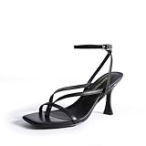 DREAM PAIRS Women's Low Kitten Heels Strappy Design with Lace Up Open Square Toe Thong Ankle Strap Shoes Fashionable Sexy Sylvestra Heeled Sandals for Dressy Occasions,Size 11,Black,DWUMHS2560
