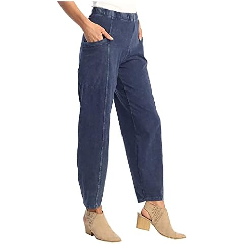 Jess Jane womens Mineral Washed Lantern Pants M100, Denim, Medium Cover