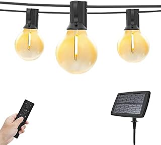 Solar Powered Lights Outdoor Garden, 50FT G40 Dimmable String Lights with 4 Modes,Festoon LightsIP45 Waterproof,Fairy Lights,2700K Warm White Garden Lighting for Backyard/Patio/Balcony/Wedding
