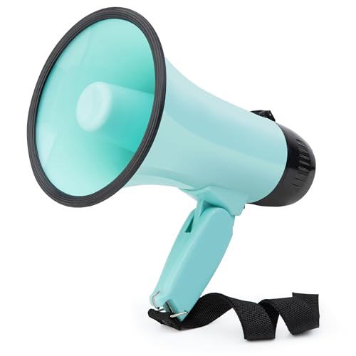 Loudmore 20 Watt Megaphone Bullhorn Speaker Siren and 240s Recording Portable Megaphone with Power Display and Strap- Light Green