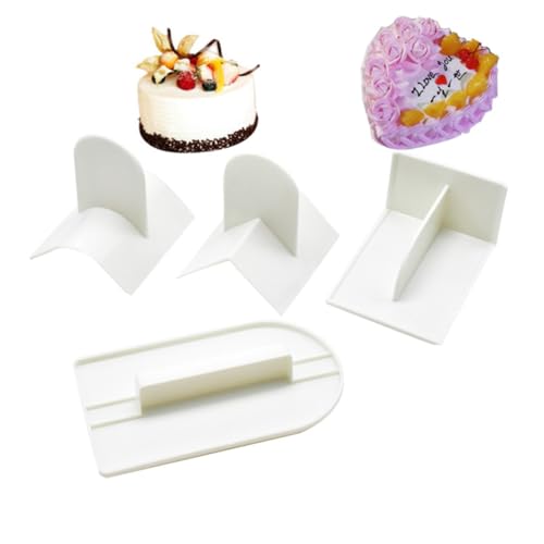 Gatuida 4 Piezas Raspadores para Tartas de Fondant Plástico Seguro y Saludable Alisador para Superficie Esquinas y Herramientas de Repostería para Decoración de Pasteles