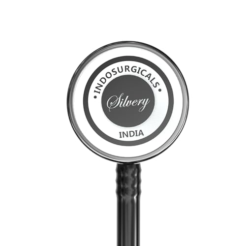 Image of IS IndoSurgicals Silvery II-SS Stainless Steel Stethoscope for Doctors & Medical Students (Black)