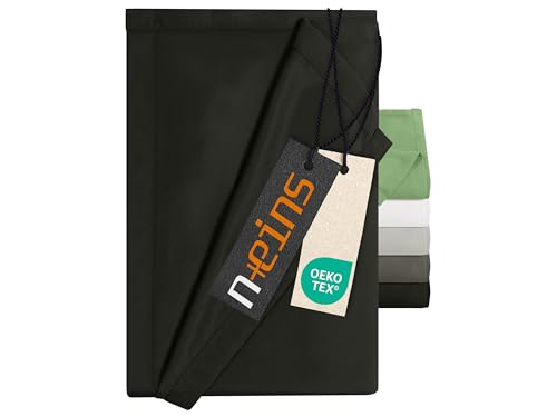 npluseins Bettlaken ohne Spanngummi - Ultrasoft & superweich - Betttuch für Bett Wohnmobil Camping Decke Reisedecke Ultraleicht – Laken 1628.2375, 240 x 275 cm, schwarz