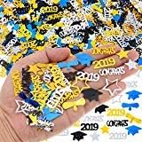 Graduation Confetti 2021, Graduation decorations - 2 Oz / 1500 Pieces. Graduation Party Supplies 2021. Gold, Black, Silver, and Blue CONGRATS, Stars, 2021, Cap, and Diploma Confetti