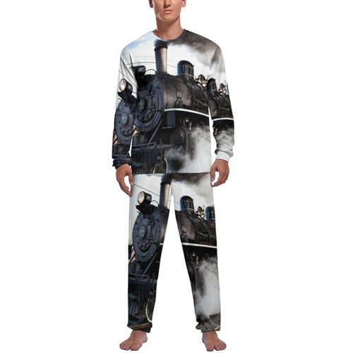 Pyjama manche longue homme Train Noir pour des soirées cocooning et des nuits sereines