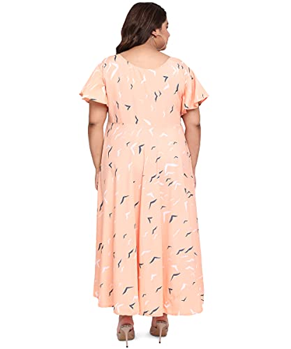 Image of OOMPH! Women's Western & Fusion wear Crepe A-Line Maxi Plus Size Dress - Candlelight Orange - od248 6XL