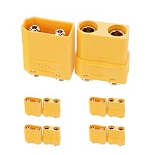 ELFCULB 5 Pairs Amass XT90PB Male & Female Connectors, Gold Plated for RC Battery/Planes/Cars Yellow