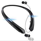 PIMAKOI Bluetooth 5.3 Neckband Bluetooth Headphones, Retractable Headphone IPX5 Sweatproof & Vibration Notifications, Secure Fit and Stereo Sound for Cycling and Hiking