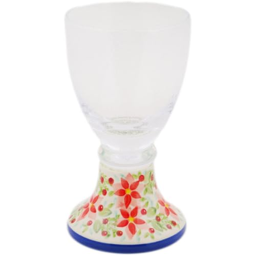 Authentic Polish Pottery Goblet Signature UNIKAT in Precious Pentas Design Handmade in Boles?awiec Poland + Certificate of Authenticity