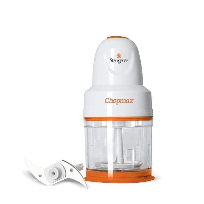Stargaze Chopmax 300 Watt Copper Motor Electric Chopper with Stainless Steel Chopping Blade | 800ml Capacity Bowl For Kitchen Uses | Anti-Skid | 1 year Warranty (Mini Chopper)