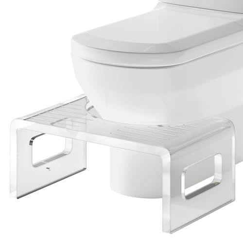 Royalcraft 7 Inches Acrylic Toilet Stool Squat Modern Design Non-Slip Pooping Stool for Bathroom Clear Step Potty Stool for Children & AdultsMen & Women