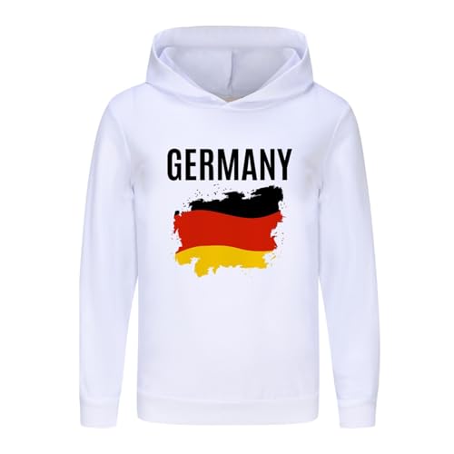 Children Long Sleeve Hooded Sweatshirts Boys Girls German English Print Hoodies Pullover Tops (White, 15-16 Years)