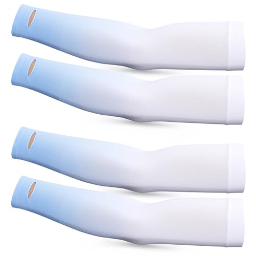 [GNEGNI] UVカット UPF50+冷感アームカバー アームスリーブ 腕カバー 夏用 吸汗速乾/滑り止め設計 メンズ・レディース兼用 (スポーツ/作業用 グラデーションカラー) 4枚セット