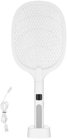 Electric Fly Swatter 3 Layers Mesh & Screen Display 1500mAh Battery White