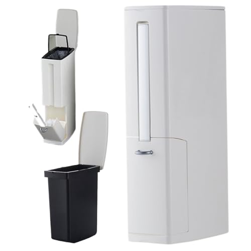 Bote de basura para baño estrecho rectangular con forro y escurridor 2