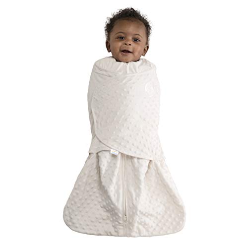 Image of HALO Sleepsack Swaddle, 3-Way Adjustable Wearable Blanket, TOG 3.0, Velboa, Cream Plush Dots, Small, 3-6 Months